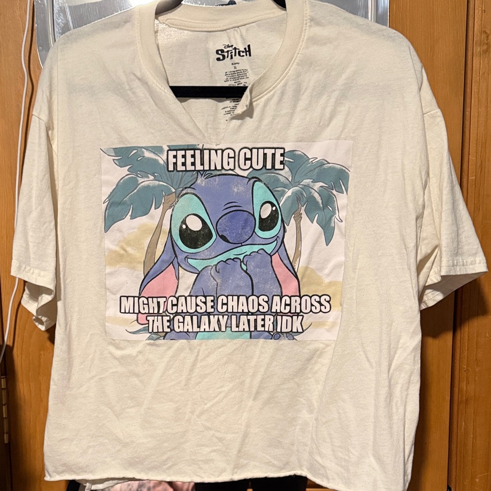 Disney Cream T-Shirt with Blue and Purple Stitch Design (was sold “faded”)